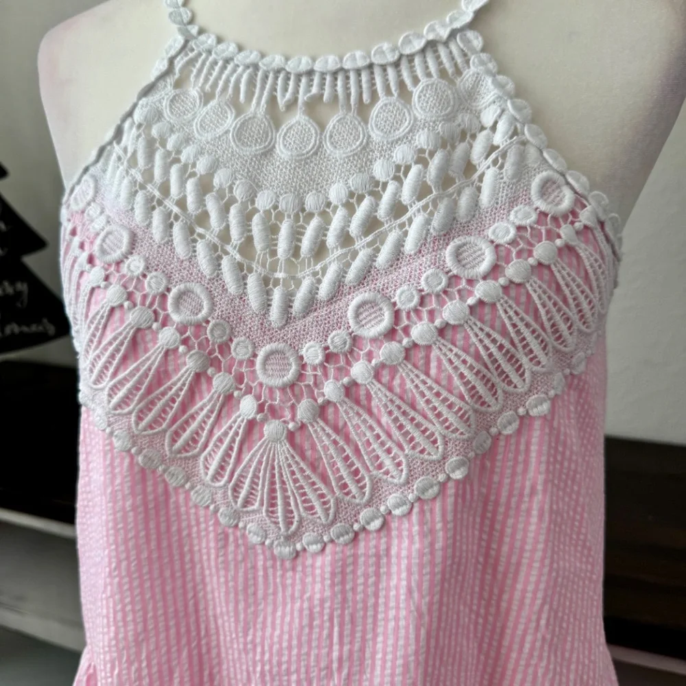 Lilly Pulitzer Britt Havana Seersucker Striped‎ Pink Dress Women's Size 2 D